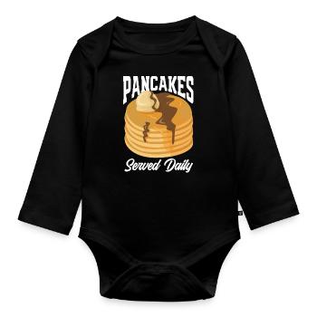 Funny Pancake Pancakes Gift - Organic Longsleeve Baby Bodysuit - black - Front