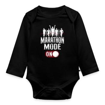 Running Runner Half Marathon - Baby Bio-Langarm-Body - Schwarz - Vorne