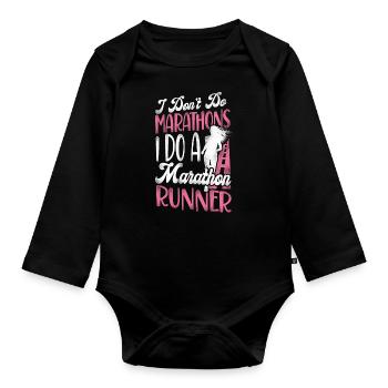 Running Runner Half Marathon - Baby Bio-Langarm-Body - Schwarz - Vorne