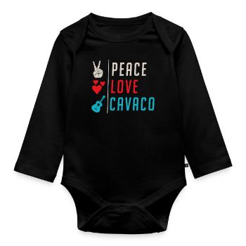 Peace Love Cavaco Guitar Instrument - Organic Longsleeve Baby Bodysuit - black - Front