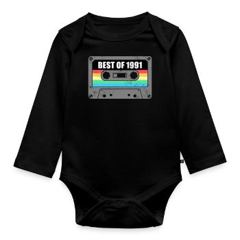 Geburtstag Best Of 1991 Jahrgang Vintage 1991 - Baby Bio-Langarm-Body - Schwarz - Vorne