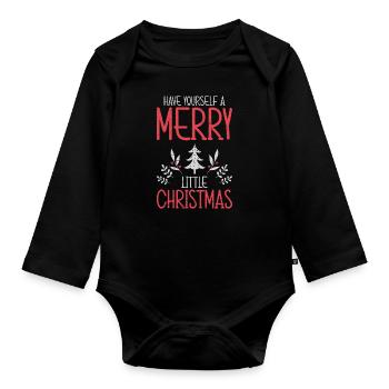 Gönnen Sie sich ein frohes kleines Weihnachtsfest - Baby Bio-Langarm-Body - Schwarz - Vorne