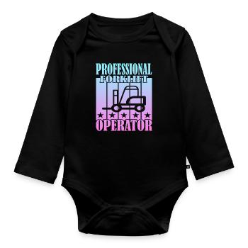 Professional Forklift Operator - Baby Bio-Langarm-Body - Schwarz - Vorne