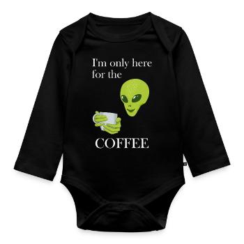 JE NE SUIS LÀ QUE POUR LE CAFÉ - ESPRESSO ALIEN - Body Bébé bio manches longues - noir - Devant