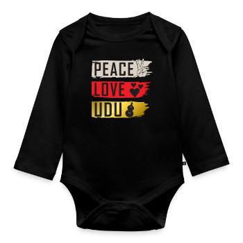 Peace Love Udu Instrument Udu Drum - Organic Longsleeve Baby Bodysuit - black - Front