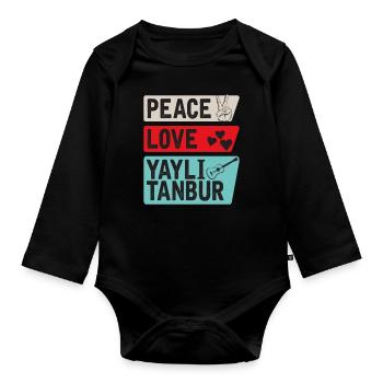 Peace Love Yayli Tanbur Instrument - Body Bébé bio manches longues - noir - Devant