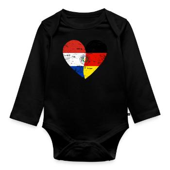 Paraguay Allemagne Drapeau Cœur - Body Bébé bio manches longues - noir - Devant