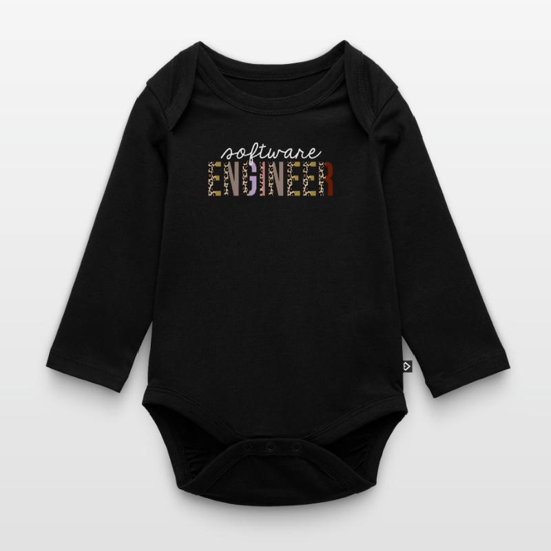 Software engineer Leopard Print Funny Gift Organic Longsleeve Baby Bodysuit