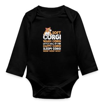Welsh Corgi Dog Dog Dog Race Cadeau - Body Bébé bio manches longues - noir - Devant