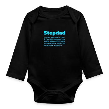 Stepfather Father Stepdad Papa Father's Day Gift - Organic Longsleeve Baby Bodysuit - black - Front