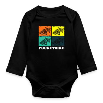 motocross cool motocycliste boue - Body Bébé bio manches longues - noir - Devant