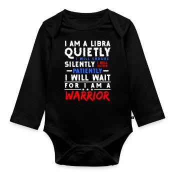 Libra Horoscope Date of Birth Star - Organic Longsleeve Baby Bodysuit - black - Front