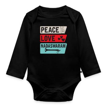 Peace Love Nadaswaram Music Instrument - Baby Bio-Langarm-Body - Schwarz - Vorne