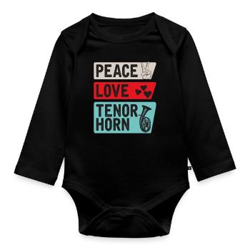 Peace Love Tenor Horn Marching Band - Body Bébé bio manches longues - noir - Devant