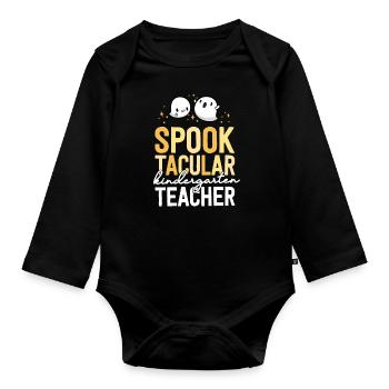 Kindergarten Teacher Halloween School Matching - Organic Longsleeve Baby Bodysuit - black - Front