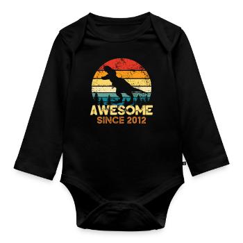 Fantastisch seit 2012 Dinosaurier-Liebhaber Dino - Baby Bio-Langarm-Body - Schwarz - Vorne