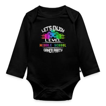 Level MIDDLE SCHOOL keep calm and game on - Organic Longsleeve Baby Bodysuit - black - Front