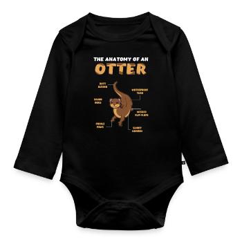 Définition kawaii Anatomie animale de la loutre - Body Bébé bio manches longues - noir - Devant