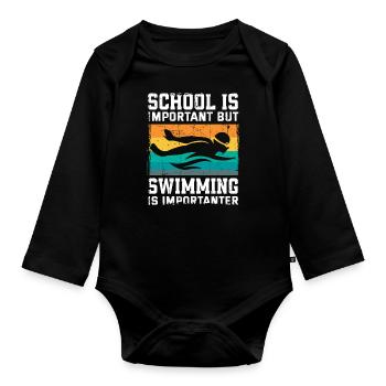 Natation École Sport Nageurs - Body Bébé bio manches longues - noir - Devant