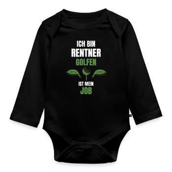 Golf Golfer Rentner Ruhestand - Baby Bio-Langarm-Body - Schwarz - Vorne