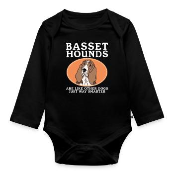 Basset Hound | Cadeau de propriétaire de chien de chien - Body Bébé bio manches longues - noir - Devant