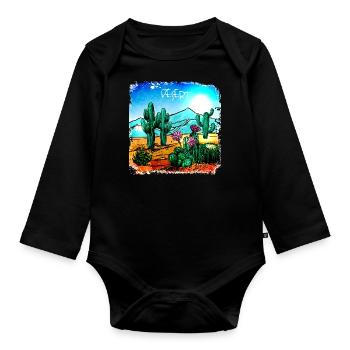 Cacti in a desert landscape - Organic Longsleeve Baby Bodysuit - black - Front