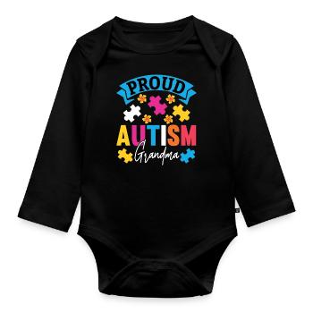 Autism Mother Daughter Son Autistic Parent Child - Organic Longsleeve Baby Bodysuit - black - Front