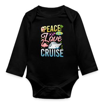 Bateau de croisière Vacances Fille Paix - Body Bébé bio manches longues - noir - Devant