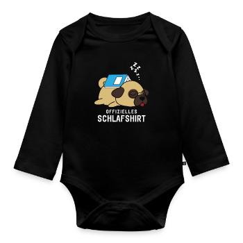 Chemise de couchage officielle Pyjamas Pug Dog Book - Body Bébé bio manches longues - noir - Devant