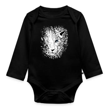 Léopard des neiges Cool Big Cat - Body Bébé bio manches longues - noir - Devant