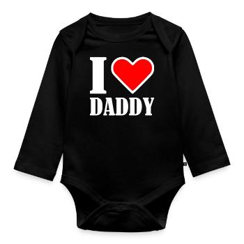 I love daddy - Body Bébé bio manches longues - noir - Devant