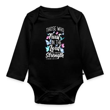 Jesus Christ Christ Religion Religious - Organic Longsleeve Baby Bodysuit - black - Front