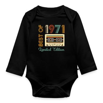 Anniversaire 1971 71 Vintage Rétro Vintage Cadeau - Body Bébé bio manches longues - noir - Devant