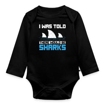 Feel stunning, shark, shark - Organic Longsleeve Baby Bodysuit - black - Front