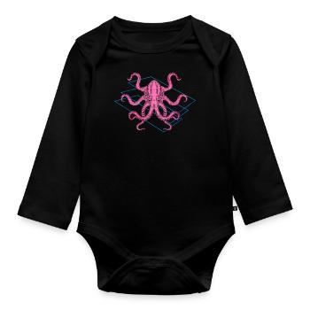 Farbiger Oktopus - Baby Bio-Langarm-Body - Schwarz - Vorne