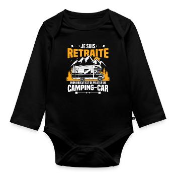 Je suis retraité et piloter un camping-car Cadeau - Body Bébé bio manches longues - noir - Devant