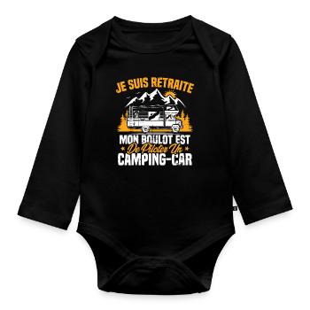 Je suis retraité et piloter un camping-car Cadeau - Body Bébé bio manches longues - noir - Devant