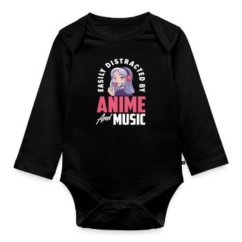 Anime Music Girls Girls - Organic Longsleeve Baby Bodysuit - black - Front