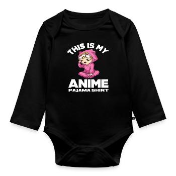 Anime Pajamas Shirt - Organic Longsleeve Baby Bodysuit - black - Front