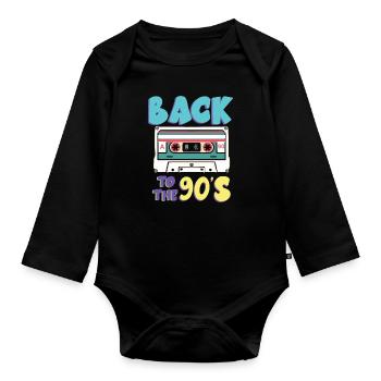 Retour aux années 90 Musique cassette - Body Bébé bio manches longues - noir - Devant