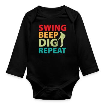 Dirt Fishing - Swing Beep Dig Repeat - Baby Bio-Langarm-Body - Schwarz - Vorne