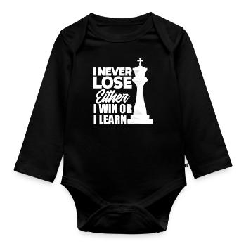 Funny Chess Player Chess Player Gift - Organic Longsleeve Baby Bodysuit - black - Front