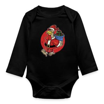 Noël Ugly Noël Volaille De Noël Poulet - Body Bébé bio manches longues - noir - Devant