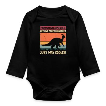 Parasaurolophus Dinos Dinosaure Cadeau - Body Bébé bio manches longues - noir - Devant