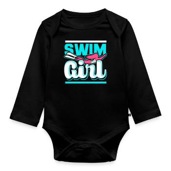 Filles de natation - Body Bébé bio manches longues - noir - Devant