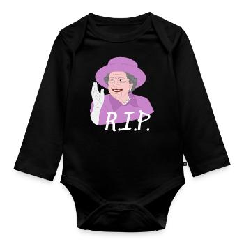 R.I.P. Queen Elizabeth - Baby Bio-Langarm-Body - Schwarz - Vorne