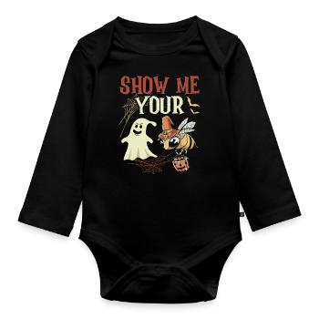 Show Me Your Ghost Bee Halloween Costume - Organic Longsleeve Baby Bodysuit - black - Front