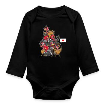 Lustige Truthähne Thanksgiving - Baby Bio-Langarm-Body - Schwarz - Vorne