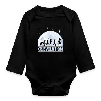 (r)évolution Primates fantomatiques, Led - Body Bébé bio manches longues - noir - Devant