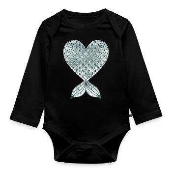 Fischherz-Design für Fisch-Fans - Baby Bio-Langarm-Body - Schwarz - Vorne